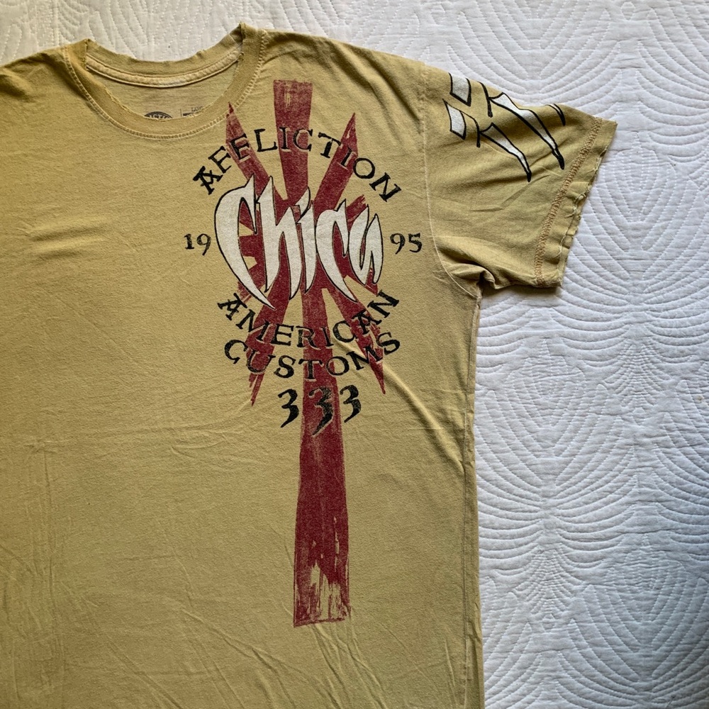 Affliction China Y2K USA Vintage‎ L Rare All Over Print Grunge Patch MMA Like